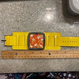 Gorgeous yellow leather stamp bracelet